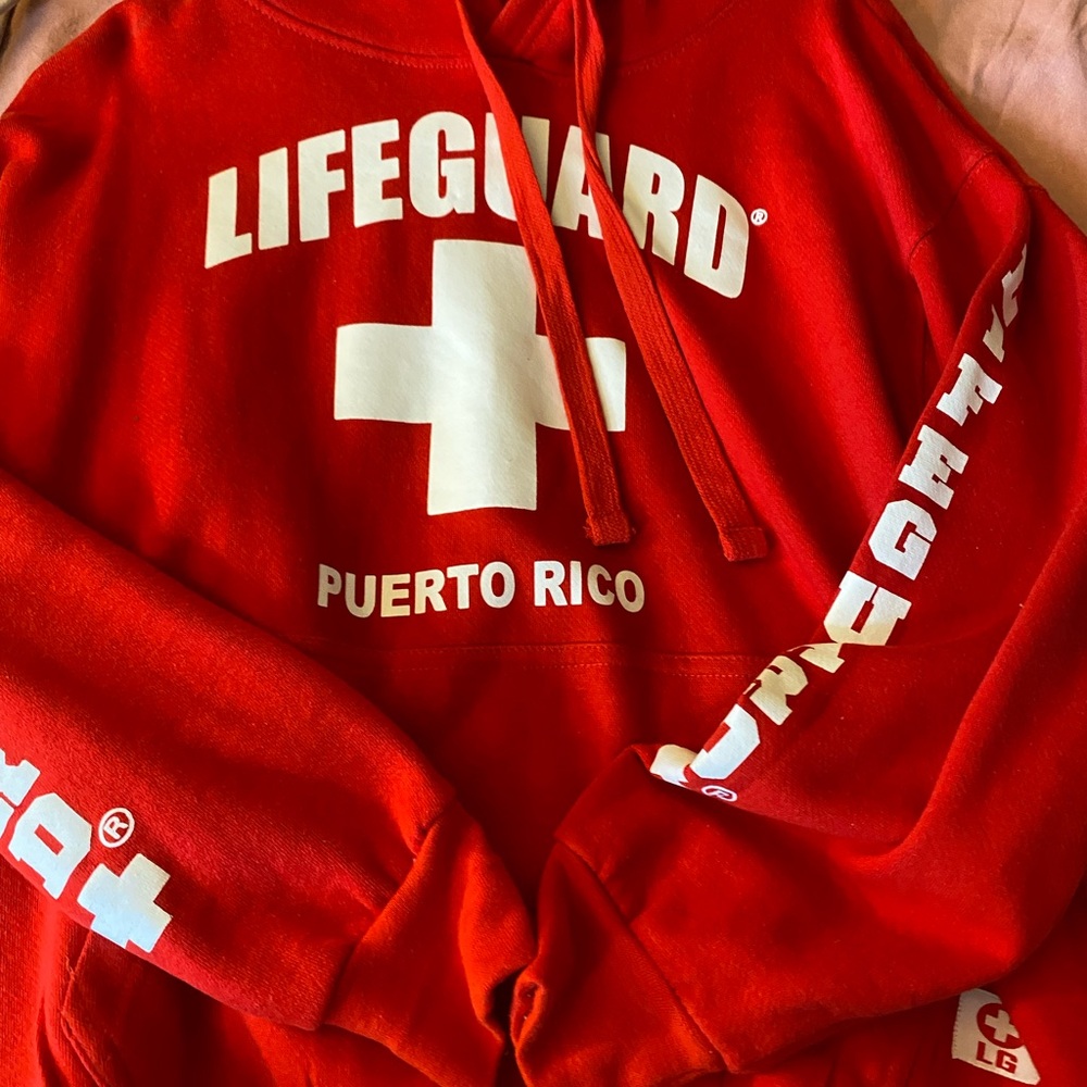 Red and white Lifeguard hoodie